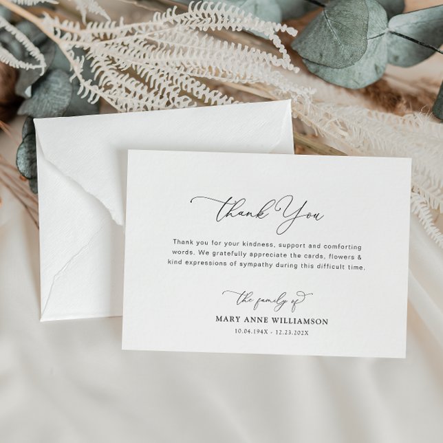 black script funeral thank you note card (Creator Uploaded)
