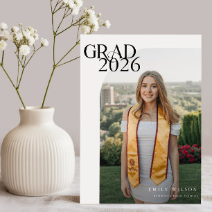 Black Script Graduate Photo Graduation Thank You Postcard