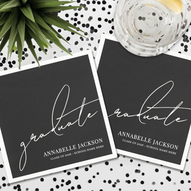 Black Script Graduation Napkin (Black Script Graduation Napkins)