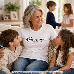Black Script Grandma Established T-Shirt