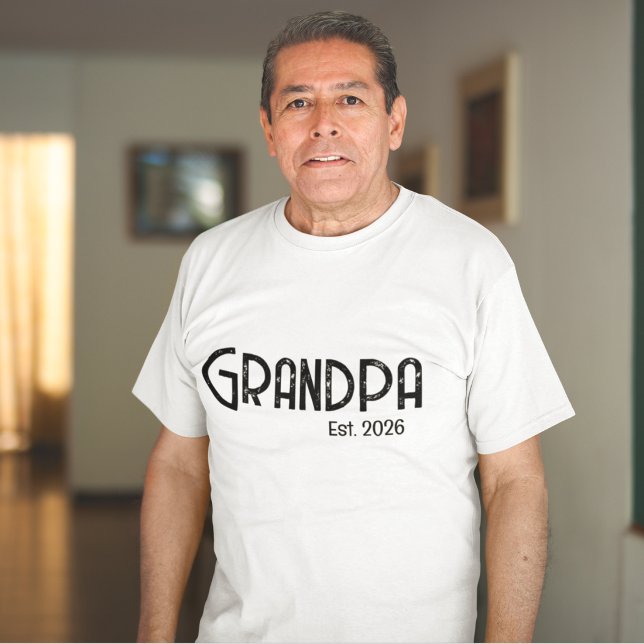 Black Script Grunge Established Grandpa T-Shirt (Creator Uploaded)
