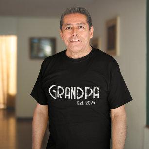 Black Script Grunge Established Grandpa T-Shirt