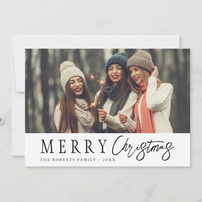 black script happy christmas holiday card (Front)