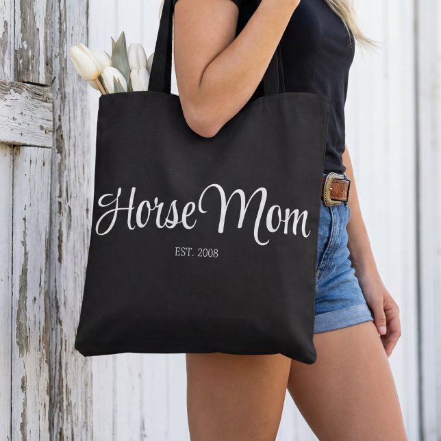 Black Script Horse Mom Established Tote Bag (Creator Uploaded)