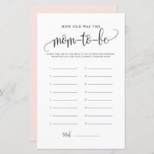 Black Script How Old Was She Baby Shower Game