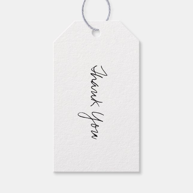 Black Script Kraft Thank You Gift Tag (Front)