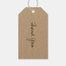 Black Script Kraft Thank You Gift Tag