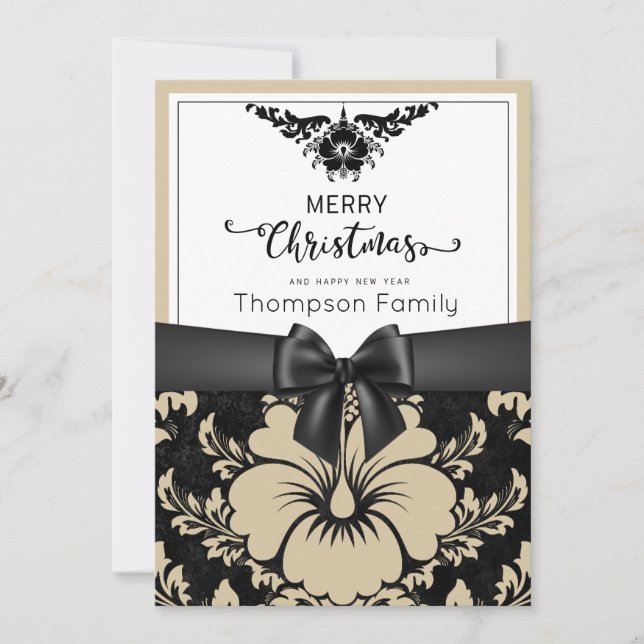 Black script merry Christmas happy new year Invitation (Front)