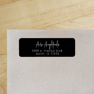 Black Script Modern Chic Adresse de retour Label