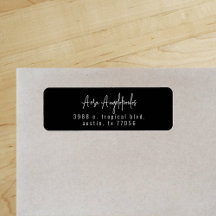 Black Script Modern Chic Return Address Label
