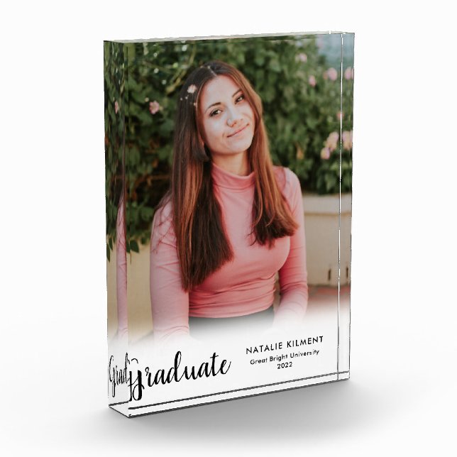 Black Script Modern Graduate Graduation Photo Block (Left)