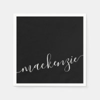 Black Script Modern Personalized Name Party