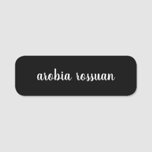 Black Script Monogram Name Tag   Custom Trendy 