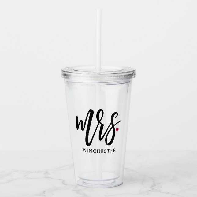 Black Script Mrs. (Name) Acrylic Tumbler (Front)