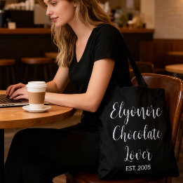 Black Script Name Established Chocolate Lover Tote Bag