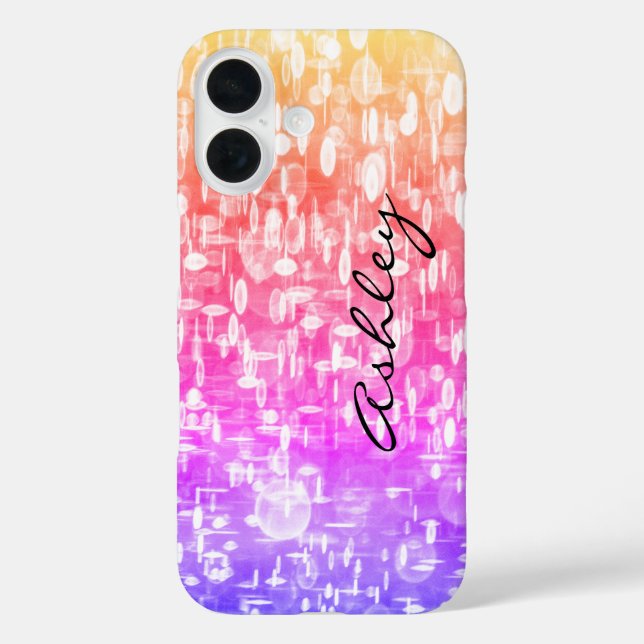 Black Script Name on Rainbow Sequins  Case-Mate iPhone Case (Back)