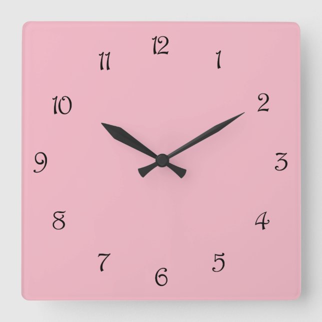 Black Script Numbers On Pink wccnt Square Wall Clock (Front)