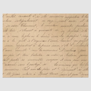 Black Script on Tan Decoupage Tissue Paper