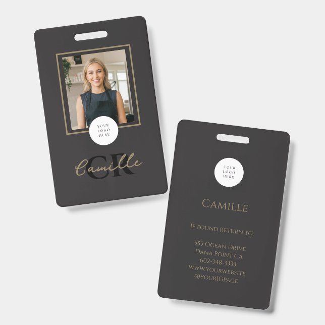 Black Script Photo Lashes Business  Badge (Front & Back)