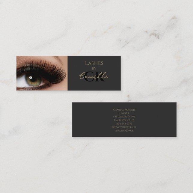 Black Script Photo Lashes Business Card (Front/Back)