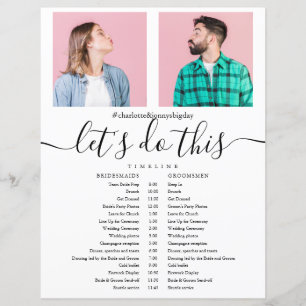 Black Script Photo Wedding Schedule Timeline