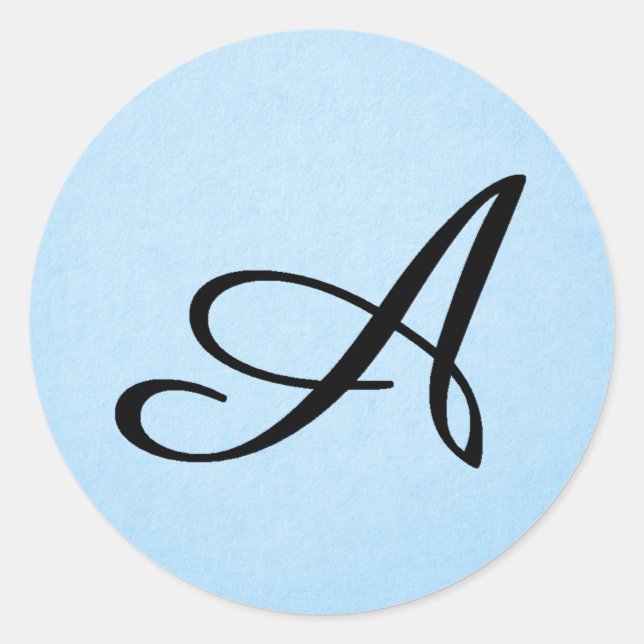 Black Script S on pastel blue Classic Round Sticker (Front)