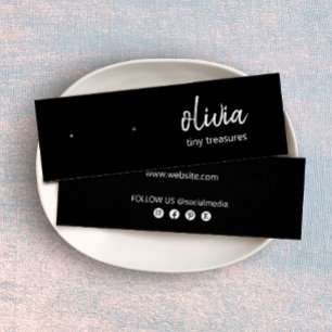 Black Script Stud Earring  Display Card