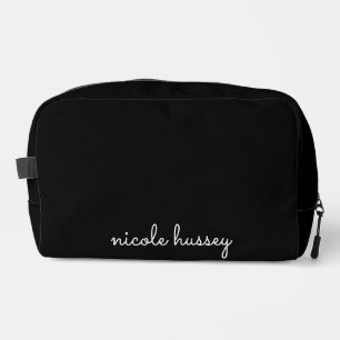 Black Script Stylish Monogram Modern Dopp Kit
