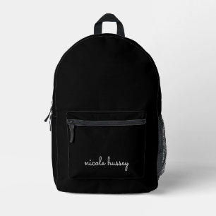 Black Script    Stylish Monogram Modern Printed Backpack