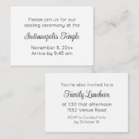 Black Script Temple Sealing & Meal Invitation