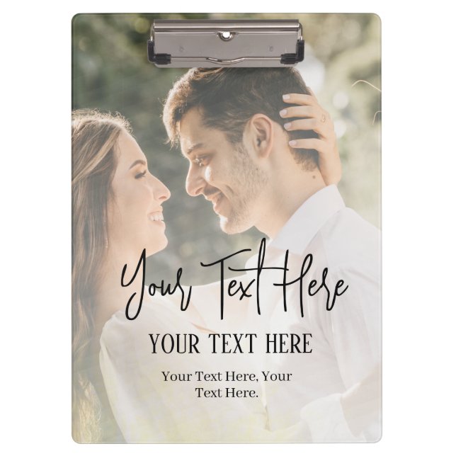 Black Script Text With Vintage Photo  Clipboard (Front)