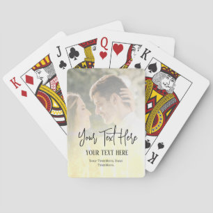 Black Script Text With Vintage Photo Wedding  Playing Cards