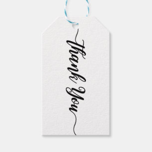 Black Script Type White Thank You Party Modern Gift Tags