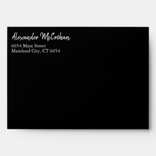 Black Script Typography Return Address Mailing Envelope