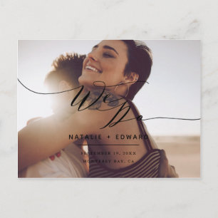 Black script we do elegant wedding photo postcard