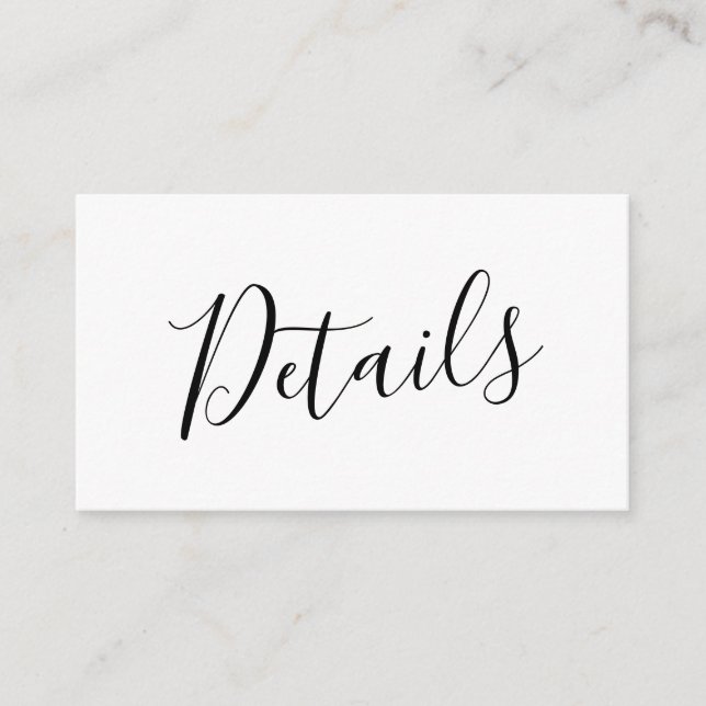 Black Script Wedding Details Enclosure Card (Front)