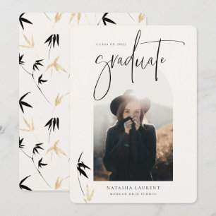 Black Scripted Portrait Graduation Arched Photo Announcement