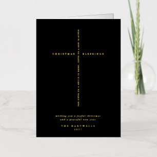 Black Scripture Cross Christmas/Holiday Foil Greeting Card
