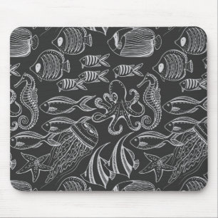 Black Sea Pattern Mouse Pad