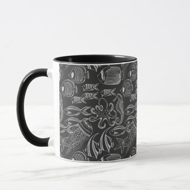 Black Sea Pattern Mug (Left)