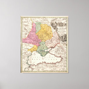 Black Sea Region Map (1720) Turkey Bulgaria Russia Canvas Print