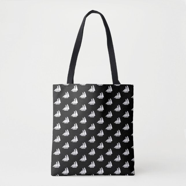 Black Sea Sail Tote Bag (Front)