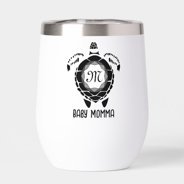 Black Sea Turtle Silhouette Customized Monogram (Back)
