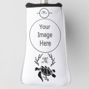 Black Sea Turtle Silhouette Side View Golf Head Cover