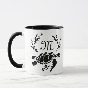 Black Sea Turtle Silhouette Side View Mug
