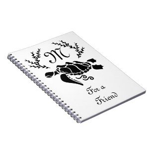 Black Sea Turtle Silhouette Side View Notebook