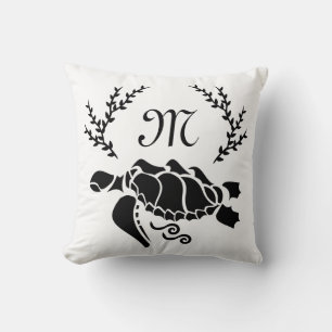 Black Sea Turtle Silhouette Side View Throw Pillow