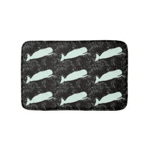 black sea with swimming  white whales bath mat