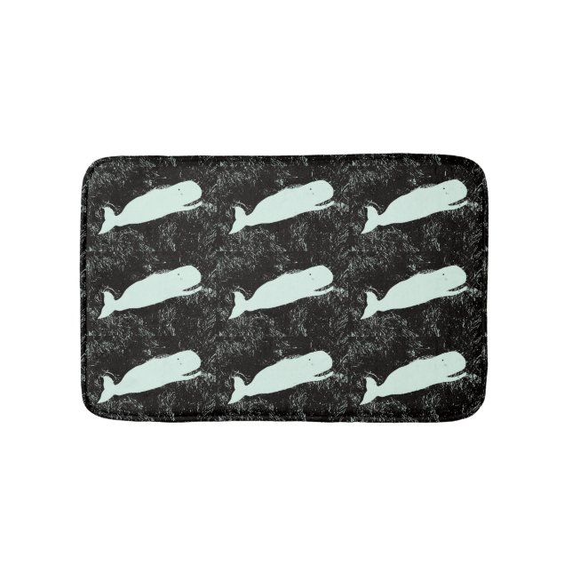 black sea with swimming  white whales bath mat (Front)