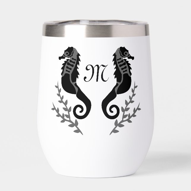 Black Seahorse Silhouette Monogram (Back)